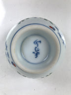 Japanese Porcelain Yunomi Teacup Pottery Vtg White Blue Hishi Fish Sencha TC589