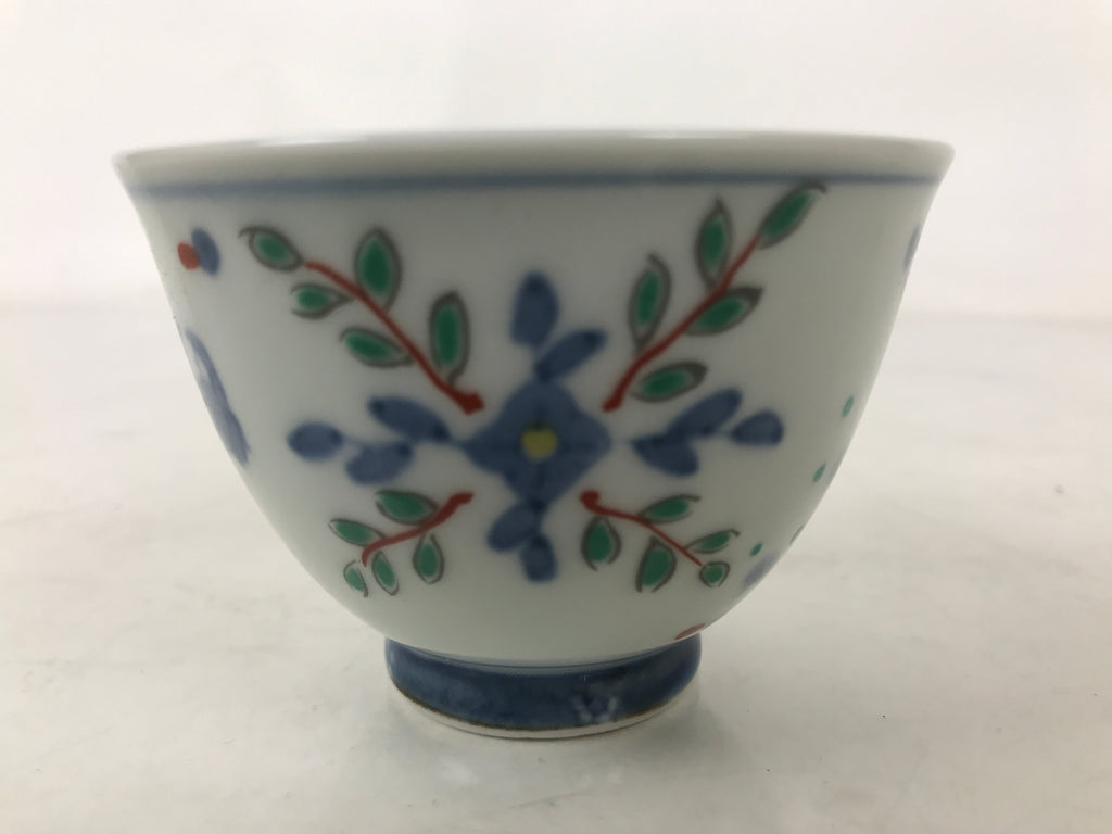 Japanese Porcelain Yunomi Teacup Pottery Vtg White Blue Hishi Fish Sencha TC590