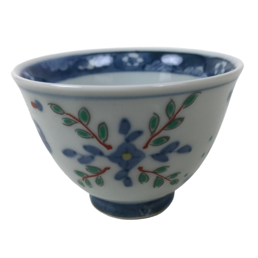 Japanese Porcelain Yunomi Teacup Pottery Vtg White Blue Hishi Fish Sencha TC590