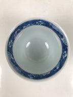Japanese Porcelain Yunomi Teacup Pottery Vtg White Blue Hishi Fish Sencha TC591