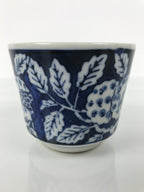Japanese Porcelain Yunomi Teacup Pottery Vtg White Blue Hydrangea Ajisai TC610