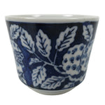 Japanese Porcelain Yunomi Teacup Pottery Vtg White Blue Hydrangea Ajisai TC610