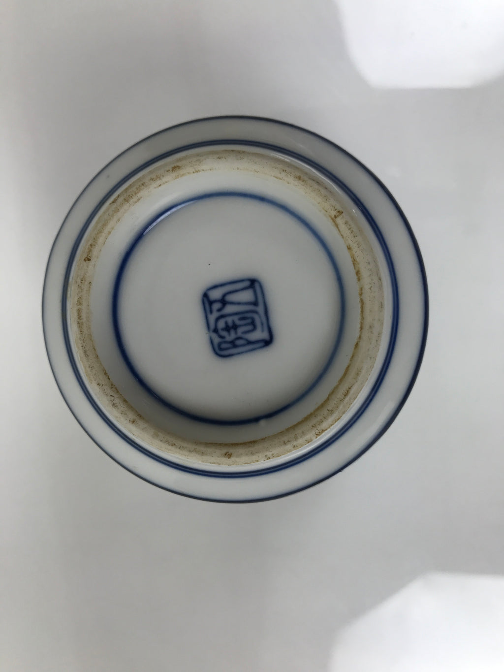 Japanese Porcelain Yunomi Teacup Pottery Vtg White Blue Hydrangea Ajisai TC611