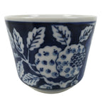 Japanese Porcelain Yunomi Teacup Pottery Vtg White Blue Hydrangea Ajisai TC611