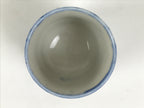 Japanese Porcelain Yunomi Teacup Pottery Vtg White Blue Sometsuke Stripe TC618