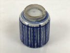 Japanese Porcelain Yunomi Teacup Pottery Vtg White Blue Sometsuke Stripe TC618