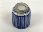 Japanese Porcelain Yunomi Teacup Pottery Vtg White Blue Sometsuke Stripe TC618