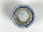 Japanese Porcelain Yunomi Teacup Pottery Vtg White Blue Sometsuke Stripe TC618