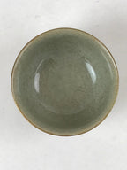 Japanese Porcelain Yunomi Teacup Vtg Pottery Crackle Glaze Light Green TC372