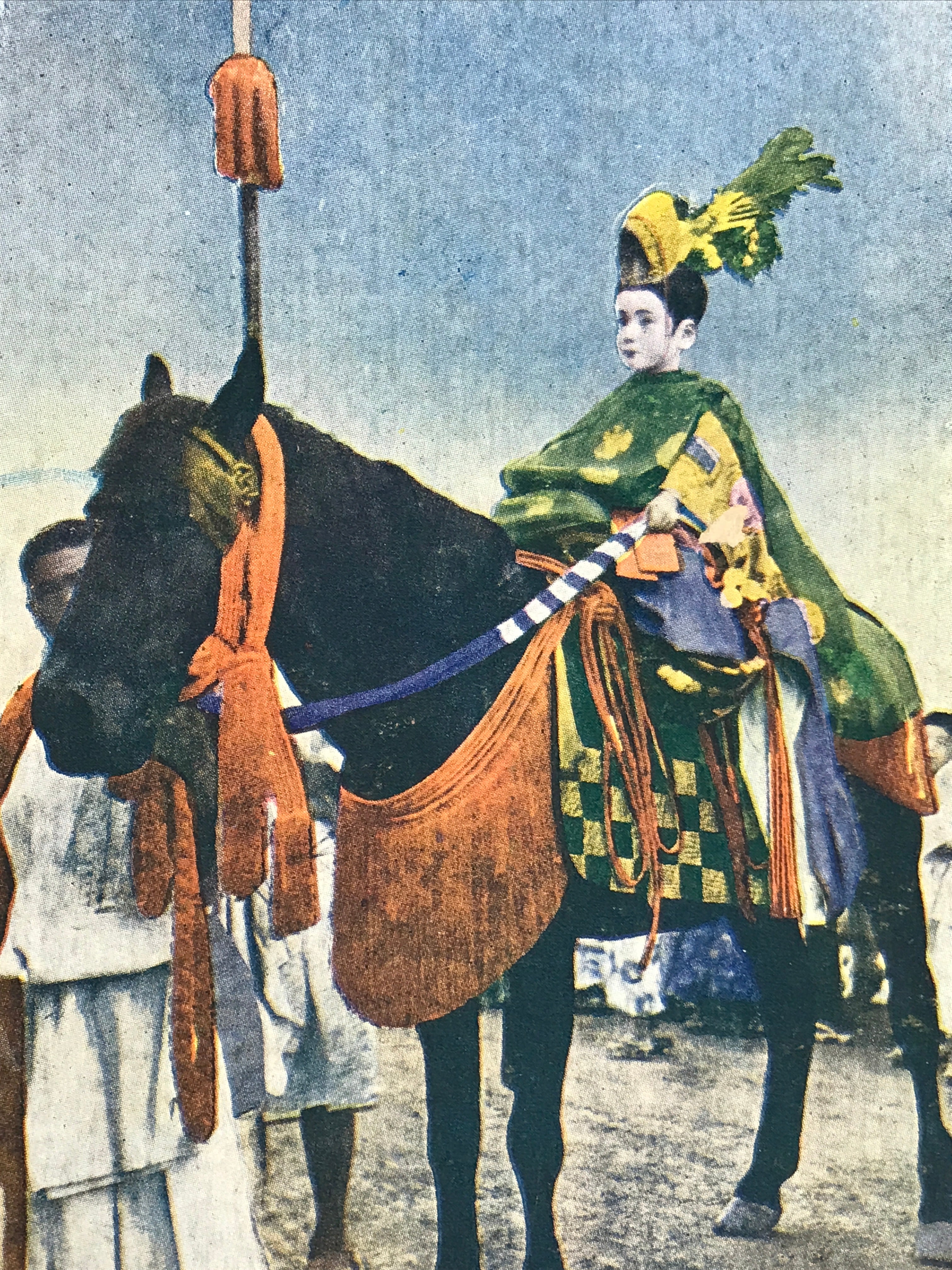 Japanese Postcard Gion Festival C1930 Chigo Sacred Child Horse Matsuri PC154