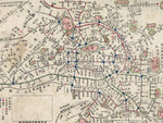 Japanese Postcard Old Tokyo Railroad Map C1920 Imperial Palace Color PC204