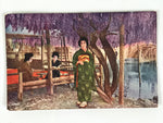 Japanese Postcard Wisteria Kimono Women C1930 Showa Color Photography PC178