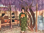 Japanese Postcard Wisteria Kimono Women C1930 Showa Color Photography PC178