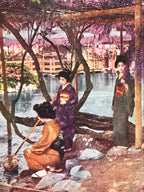 Japanese Postcard Wisteria Kimono Women C1930 Showa Color Photography PC179