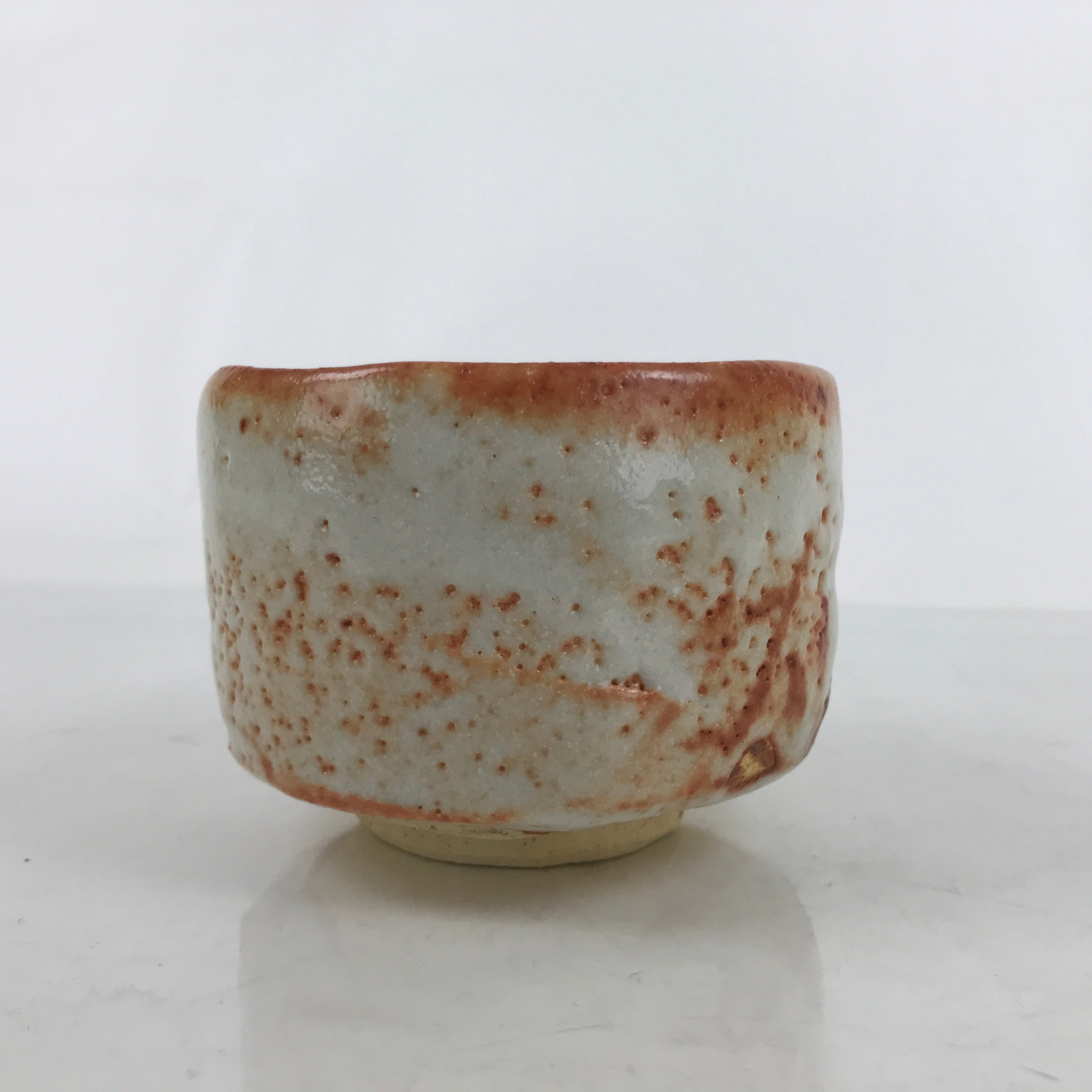 Japanese Pottery Chawan Tea Bowl Vtg Ceramic Shino ware Orange W/ Box PX751