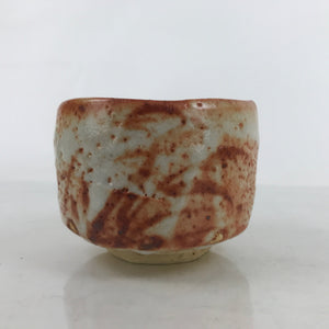 Japanese Pottery Chawan Tea Bowl Vtg Ceramic Shino ware Orange W/ Box PX751