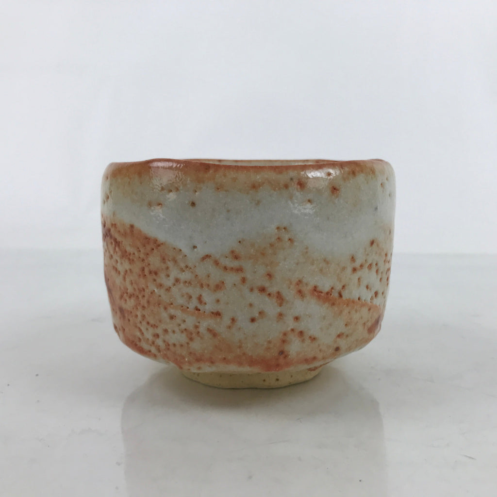 Japanese Pottery Chawan Tea Bowl Vtg Ceramic Shino ware Orange W/ Box PX751