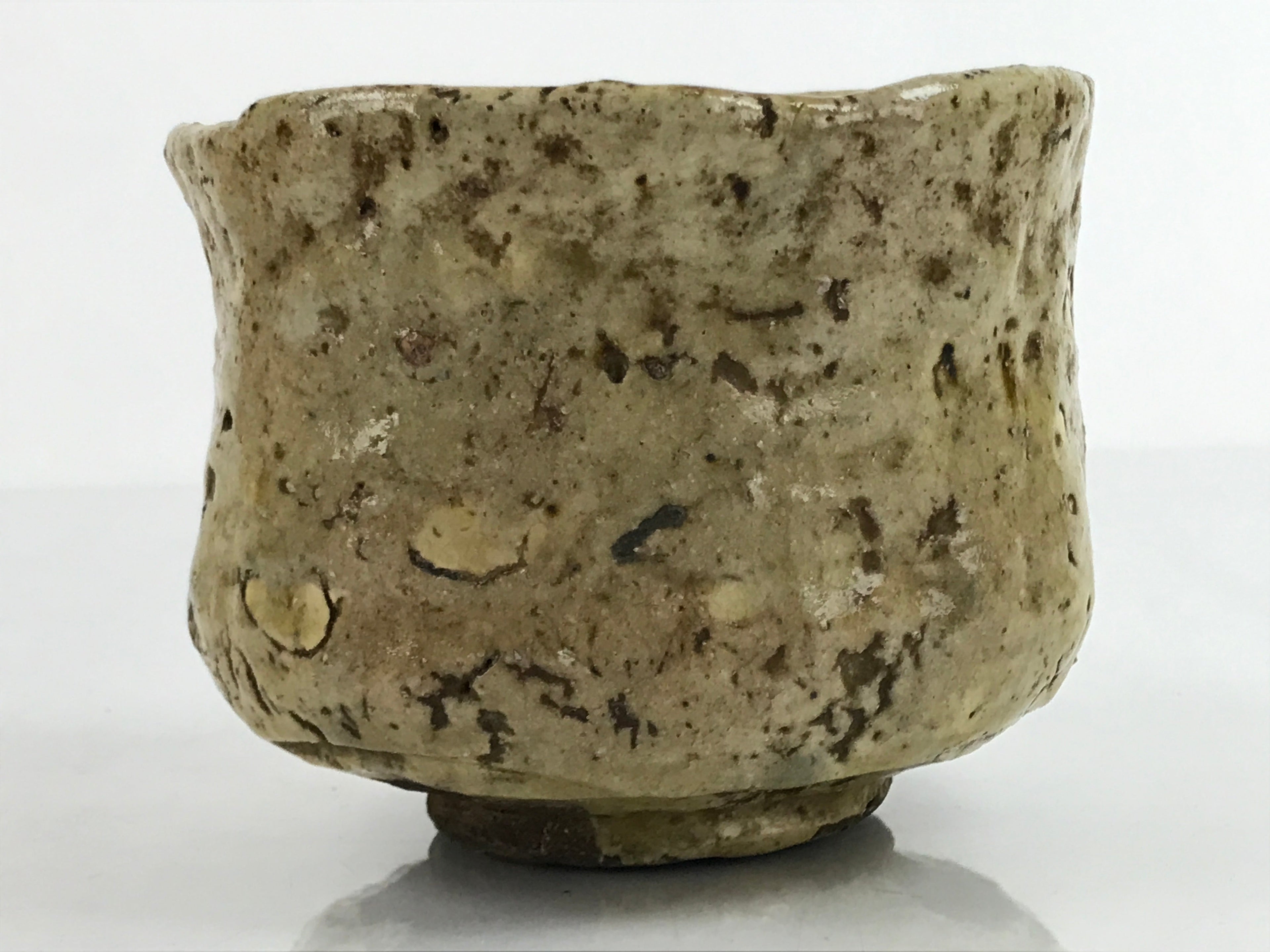Japanese Pottery Chawan Tea Bowl Vtg Rustic Light Brown W/ Box PX733