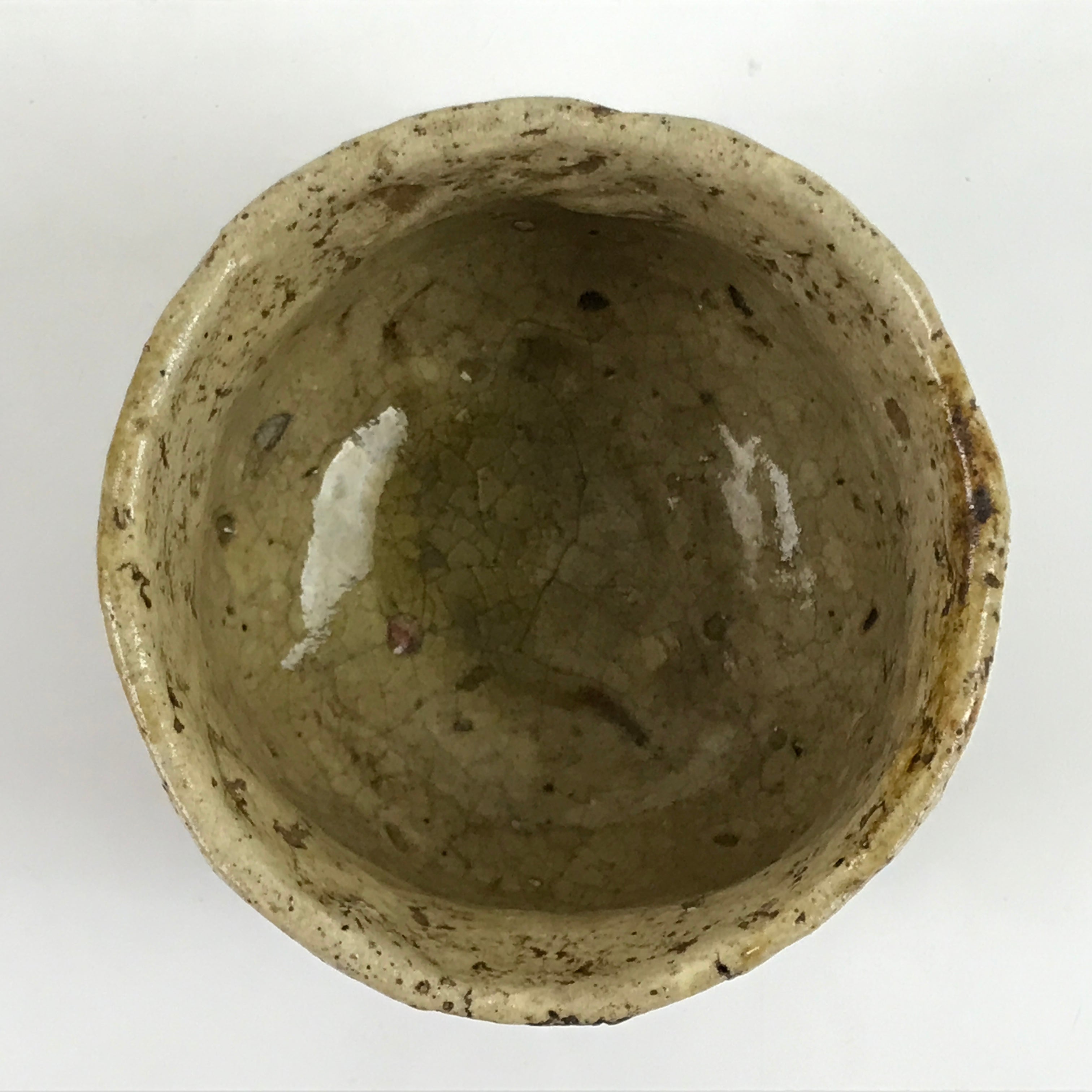 Japanese Pottery Chawan Tea Bowl Vtg Rustic Light Brown W/ Box PX733