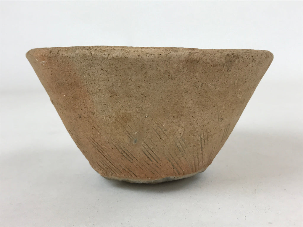 Japanese Pottery Clay Bowl Vtg V-Shape Terracotta Decor Yakimono PY596