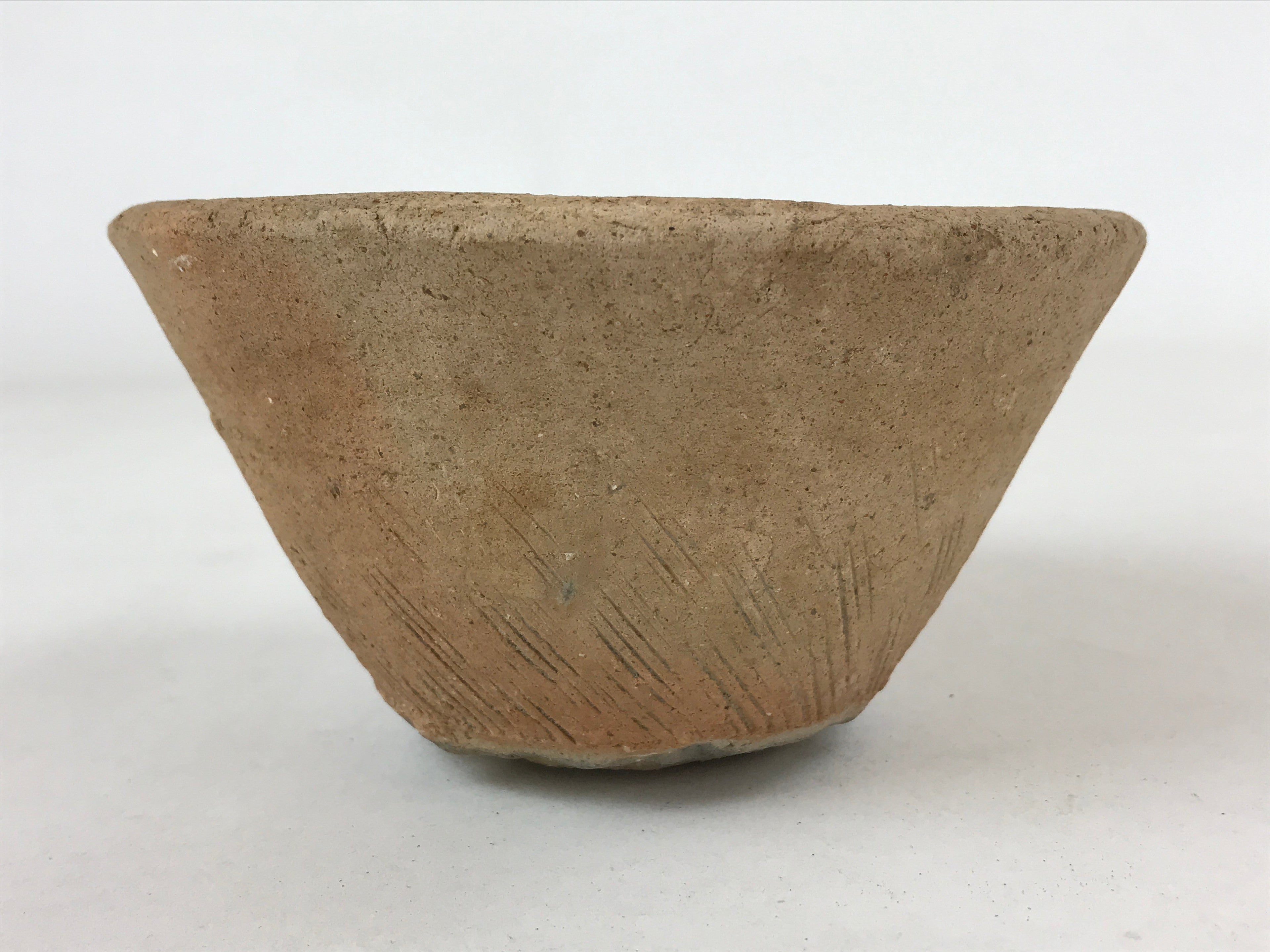 Japanese Pottery Clay Bowl Vtg V-Shape Terracotta Decor Yakimono PY596