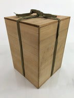 Japanese Pottery Flower Vase Vtg Round Long Neck Oribe Dark Green W/ Box PX744