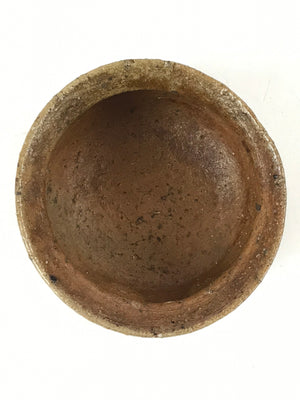 Japanese Pottery Green Tea Bowl Vtg Shigaraki Ware Brown Engraved Chawan CHB1