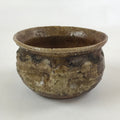 Japanese Pottery Green Tea Bowl Vtg Shigaraki Ware Brown Engraved Chawan CHB1