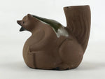 Japanese Pottery Sake Bottle Tokkuri Ichigo Vtg Tanuki Brown Green Glaze TS572