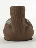 Japanese Pottery Sake Bottle Tokkuri Ichigo Vtg Tanuki Brown Green Glaze TS572