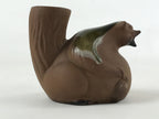 Japanese Pottery Sake Bottle Tokkuri Ichigo Vtg Tanuki Brown Green Glaze TS572