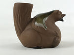 Japanese Pottery Sake Bottle Tokkuri Ichigo Vtg Tanuki Brown Green Glaze TS572