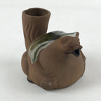 Japanese Pottery Sake Bottle Tokkuri Ichigo Vtg Tanuki Brown Green Glaze TS572