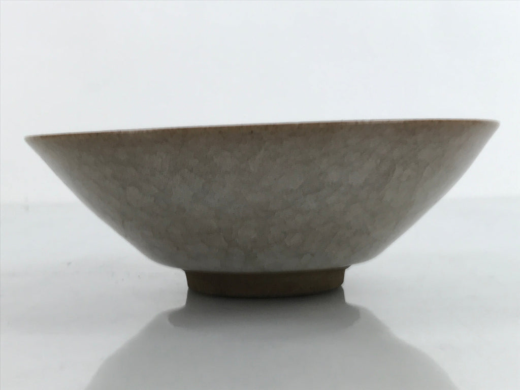 Japanese Pottery Summer Chawan Tea Bowl Vtg Crackle Glaze Gray W/ Box PX734
