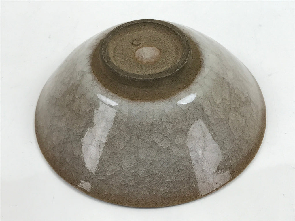 Japanese Pottery Summer Chawan Tea Bowl Vtg Crackle Glaze Gray W/ Box PX734