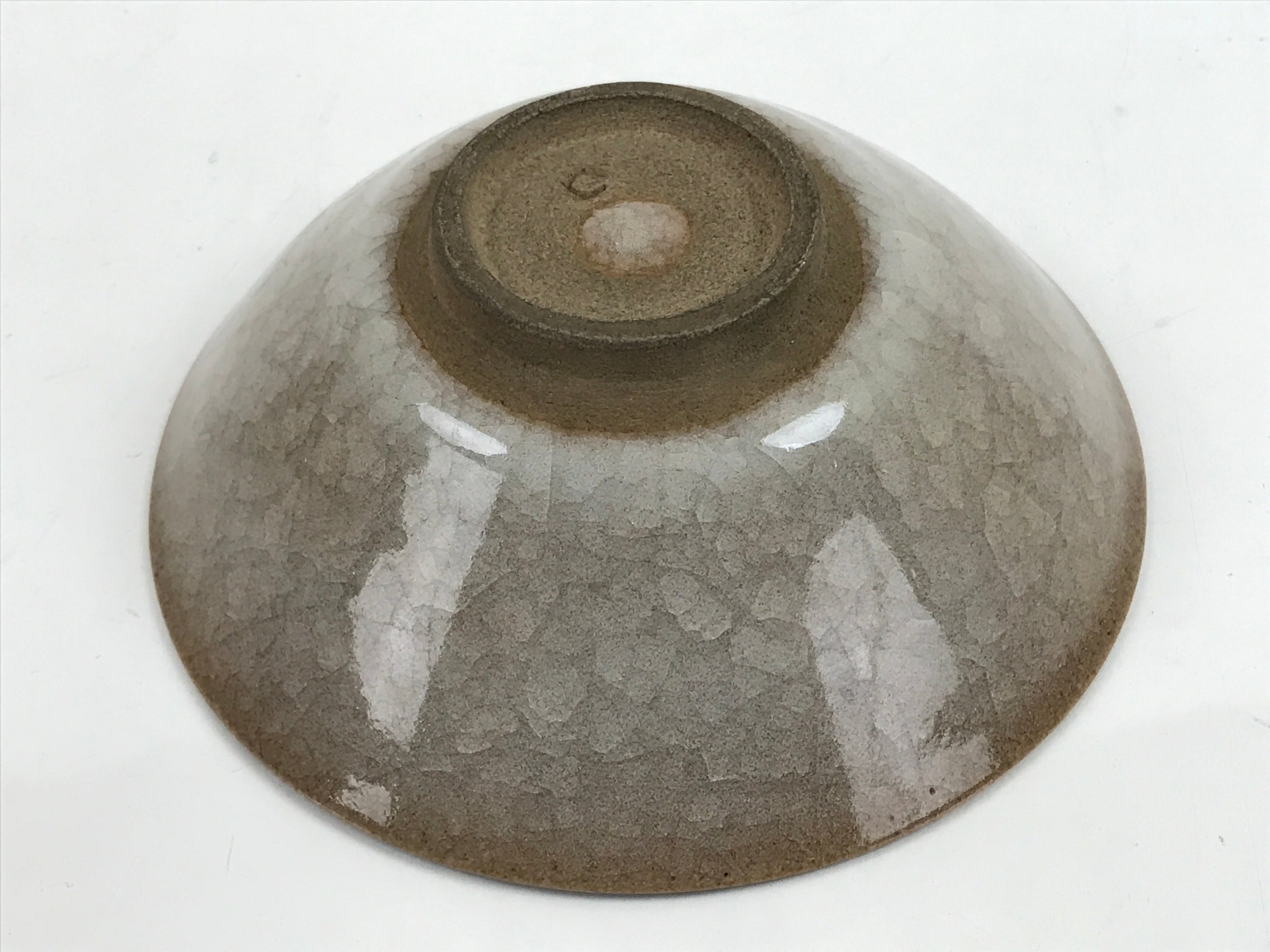 Japanese Pottery Summer Chawan Tea Bowl Vtg Crackle Glaze Gray W/ Box PX734