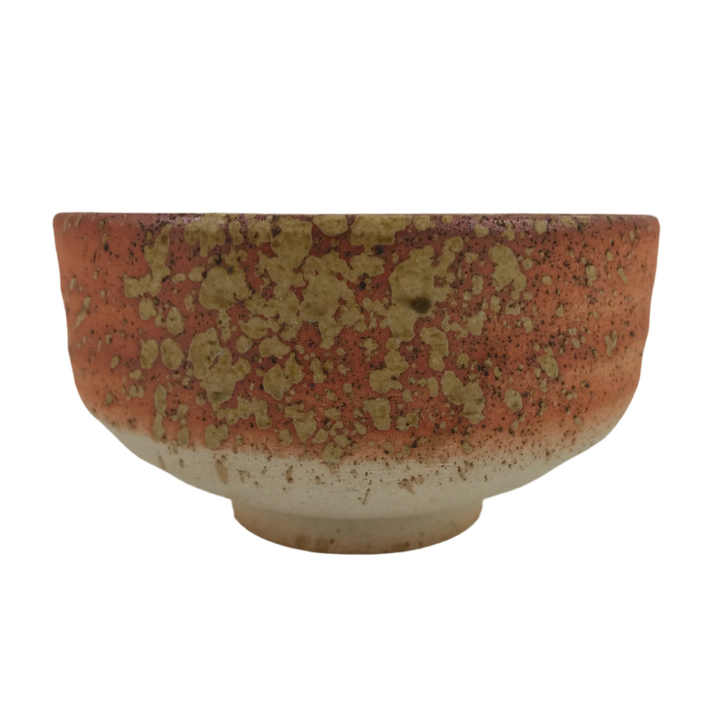 Japanese Pottery Tea Bowl Chawan Vtg Shigaraki Ware Orange W/Box PX755