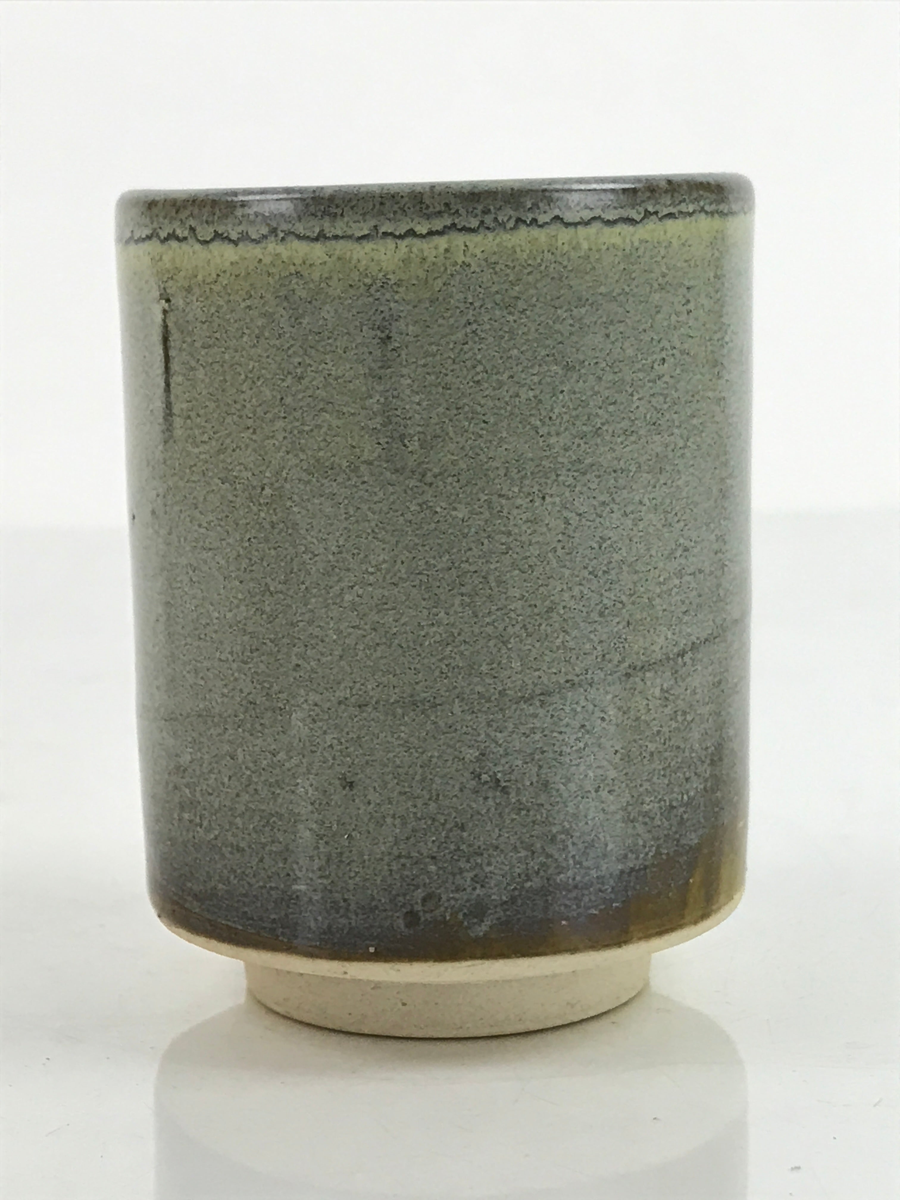 Japanese Pottery Tea Cup Vtg Yunomi Green Brown Akazu Ware W/ Box PX738