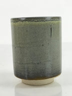Japanese Pottery Tea Cup Vtg Yunomi Green Brown Akazu Ware W/ Box PX738