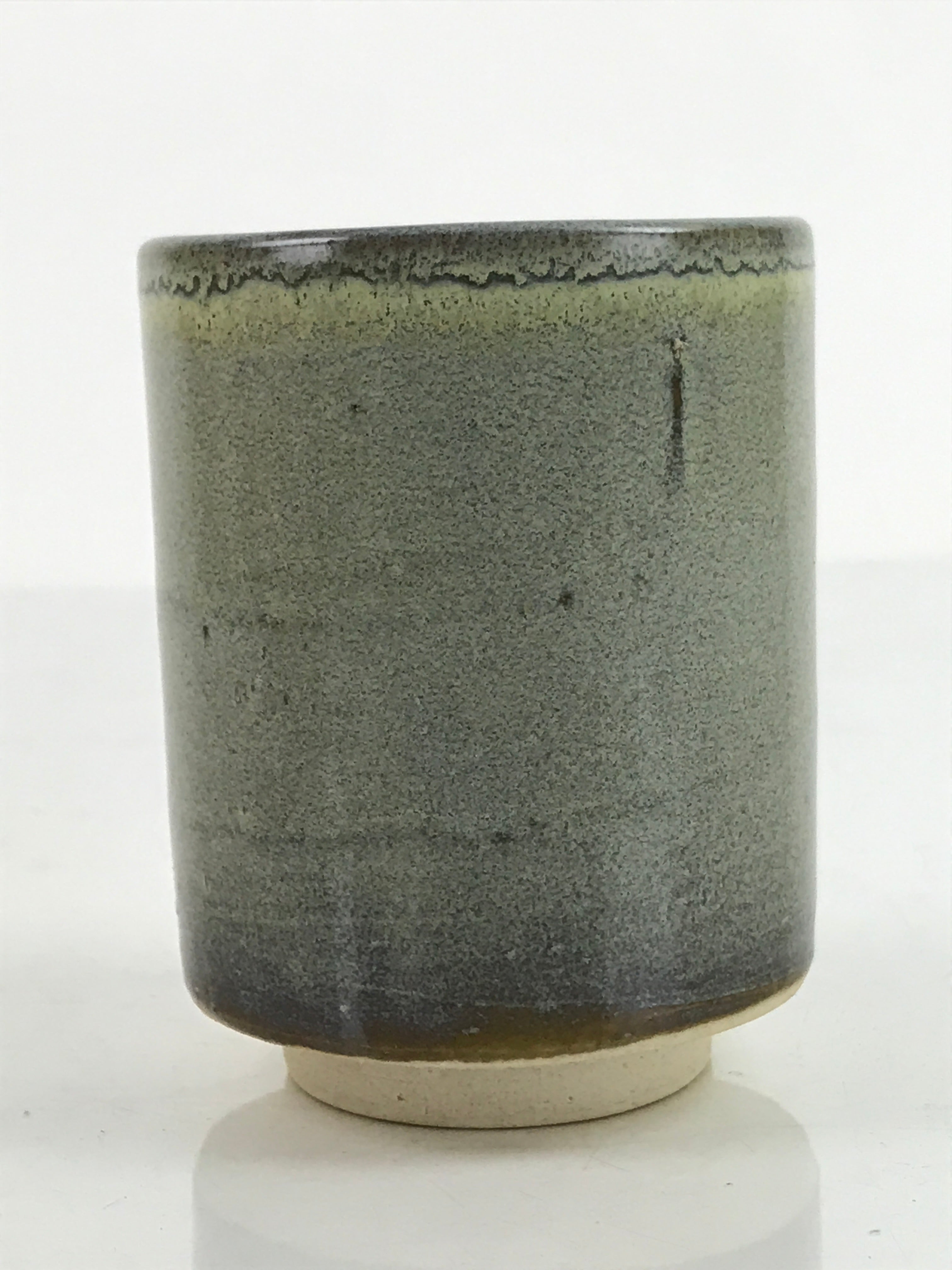 Japanese Pottery Tea Cup Vtg Yunomi Green Brown Akazu Ware W/ Box PX738