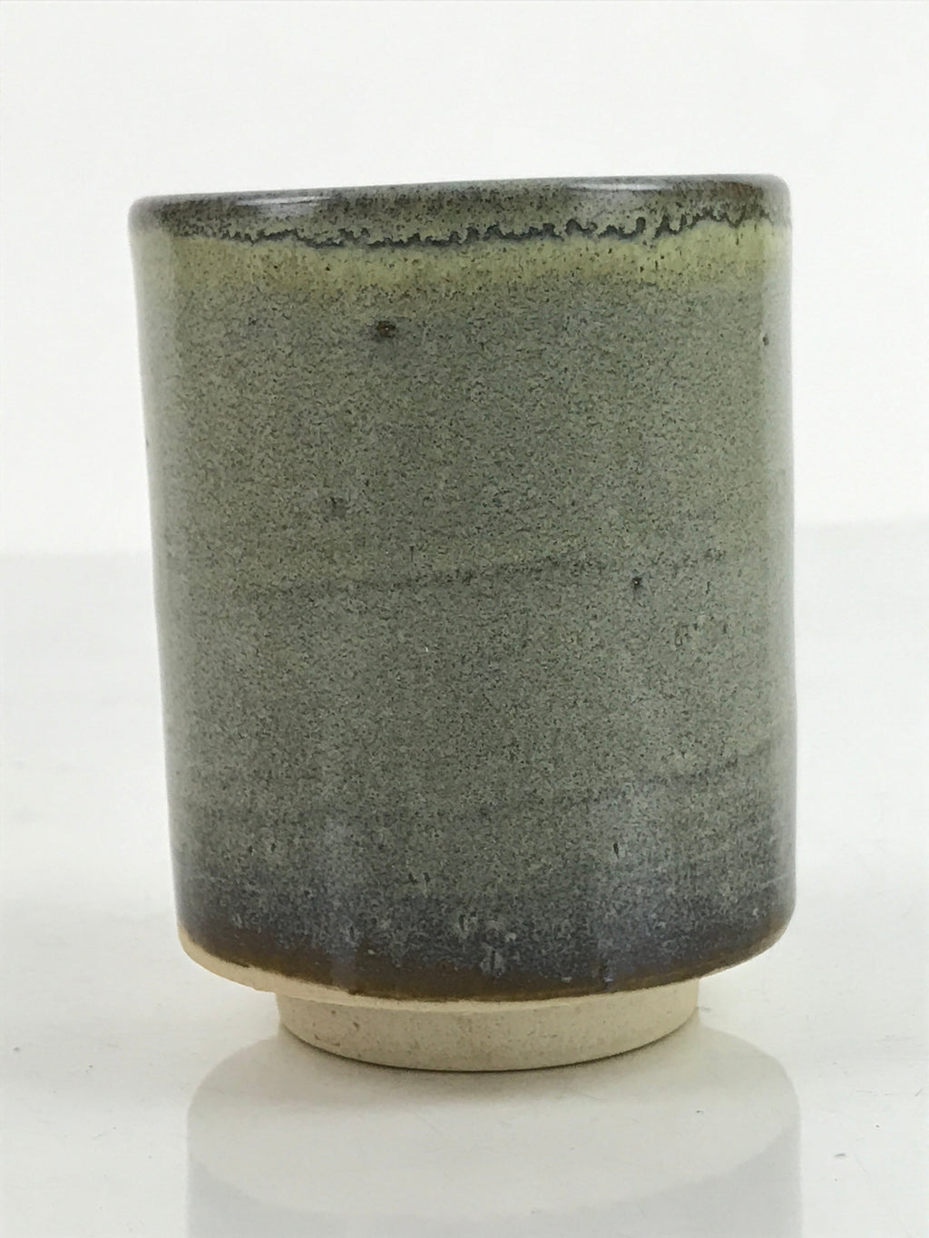 Japanese Pottery Tea Cup Vtg Yunomi Green Brown Akazu Ware W/ Box PX738