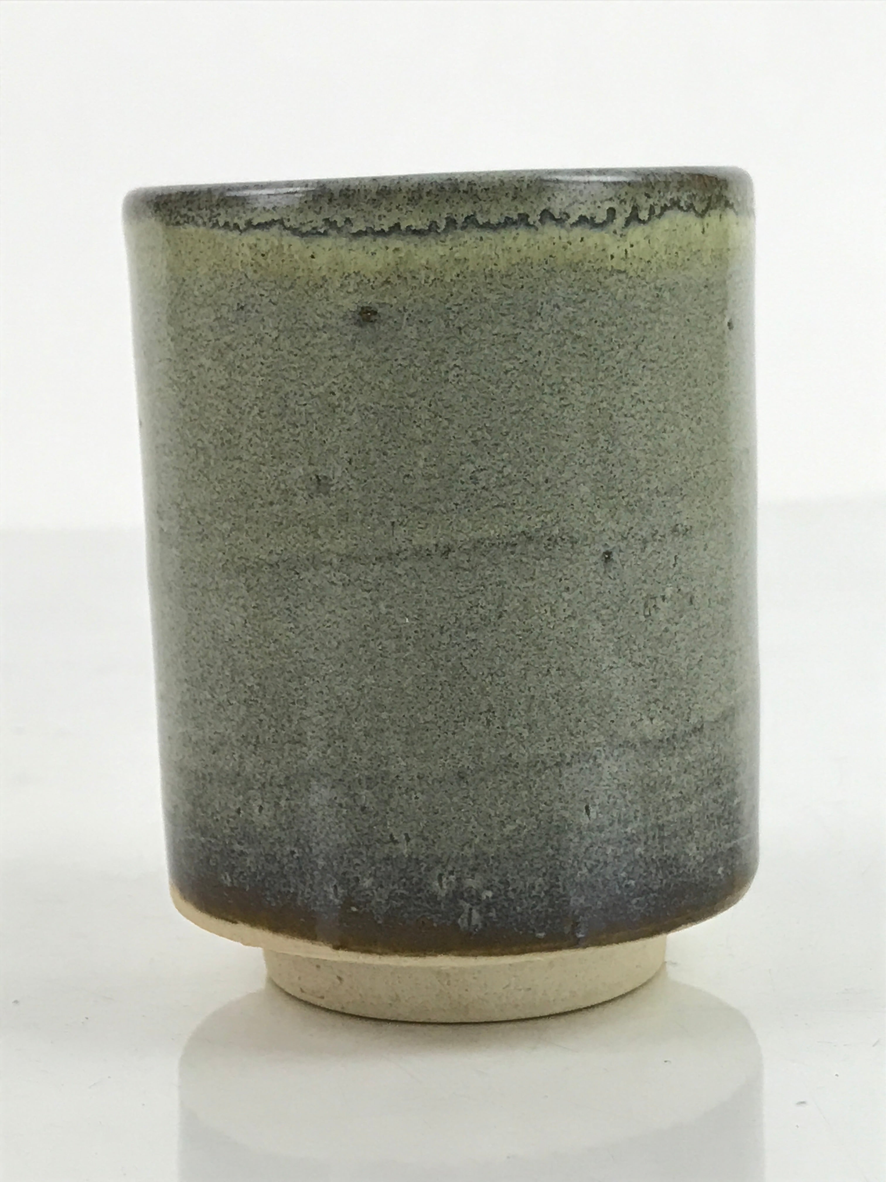 Japanese Pottery Tea Cup Vtg Yunomi Green Brown Akazu Ware W/ Box PX738