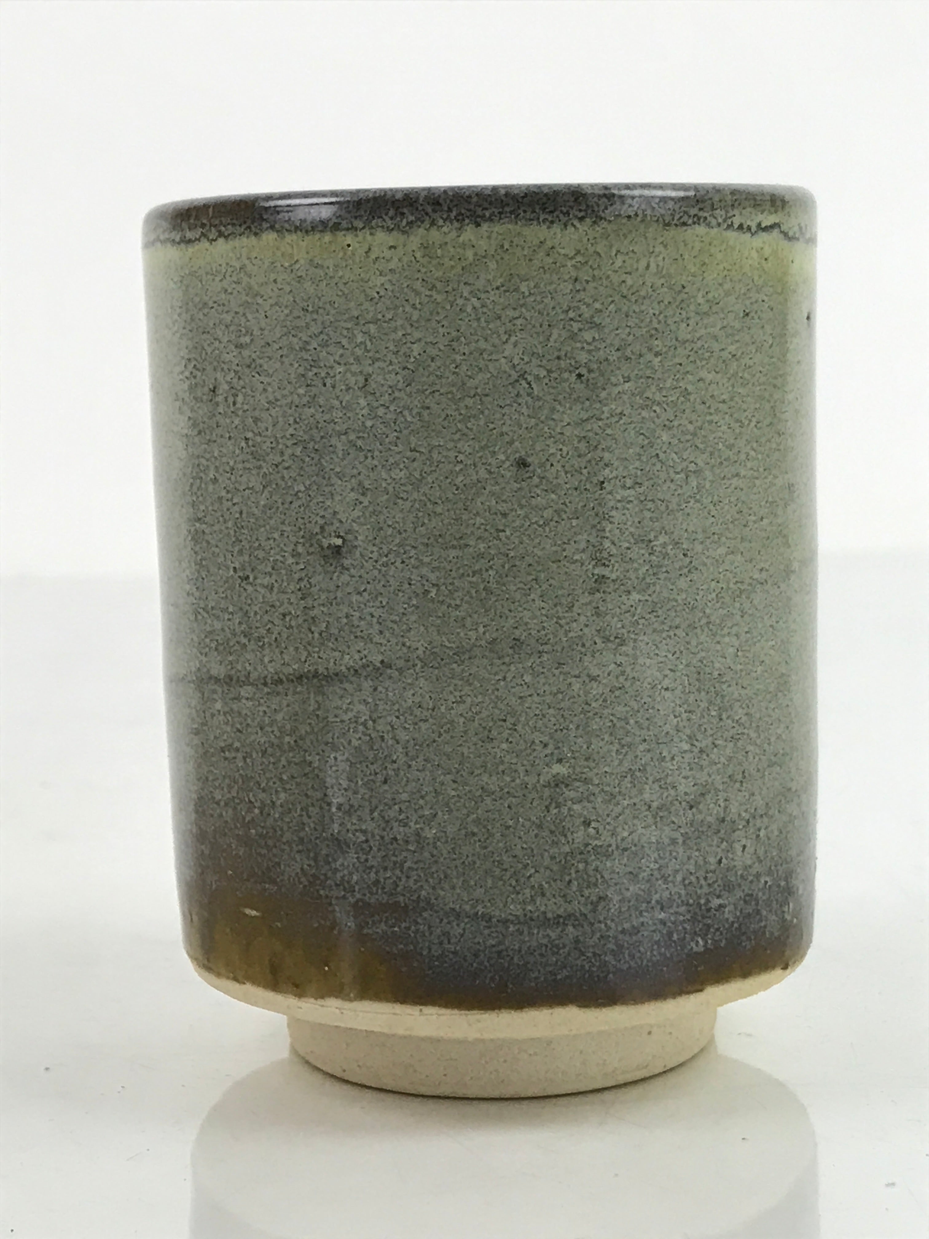 Japanese Pottery Tea Cup Vtg Yunomi Green Brown Akazu Ware W/ Box PX738