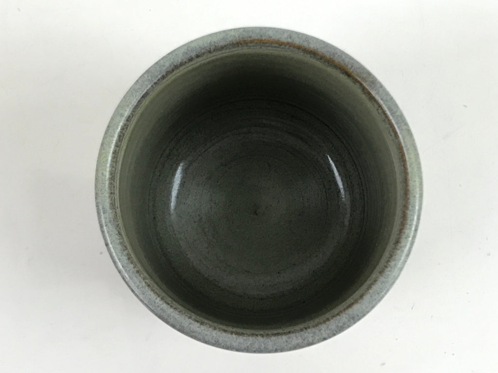 Japanese Pottery Tea Cup Vtg Yunomi Green Brown Akazu Ware W/ Box PX738