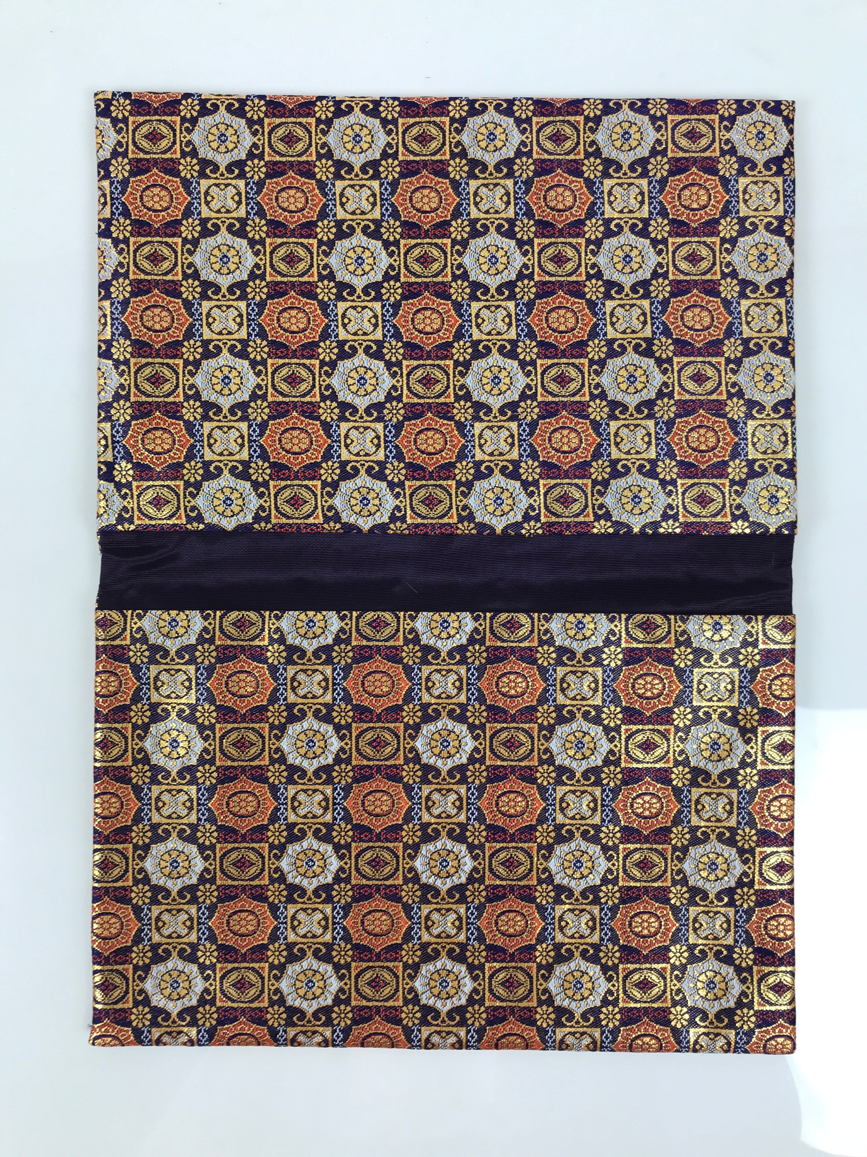Japanese Prayer Bead Book Fabric Bag Vtg 2 Pockets Jyuzu-Bukuro Purple BA922