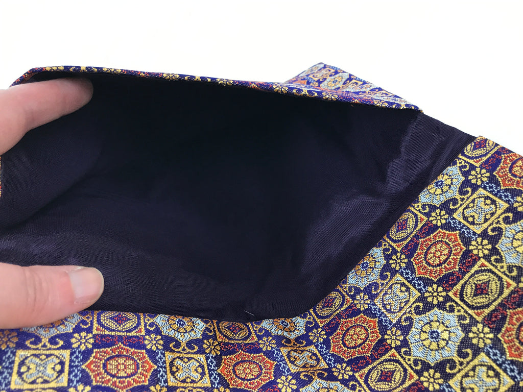 Japanese Prayer Bead Book Fabric Bag Vtg 2 Pockets Jyuzu-Bukuro Purple BA922