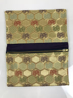 Japanese Prayer Bead Fabric Bag Vtg 2 Pockets Nishiki Brocade Jyuzu-Bukuro BA855