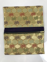 Japanese Prayer Bead Fabric Bag Vtg 2 Pockets Nishiki Brocade Jyuzu-Bukuro BA855