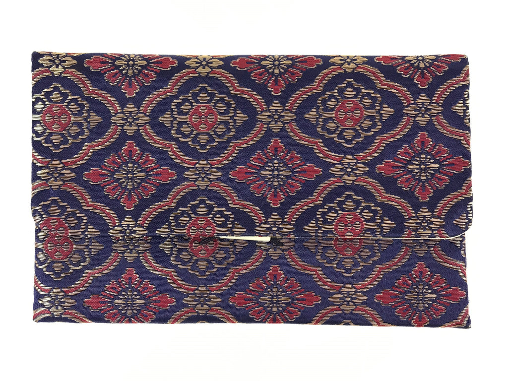 Japanese Prayer Beads Fabric Bag Vtg 2 Pockets Nishijin-Ori Jyuzu-Bukuro BA146