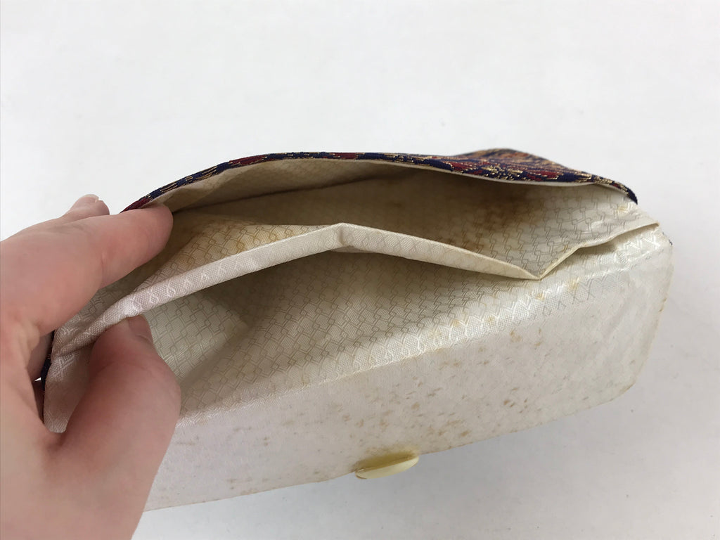 Japanese Prayer Beads Fabric Bag Vtg 2 Pockets Nishijin-Ori Jyuzu-Bukuro BA146